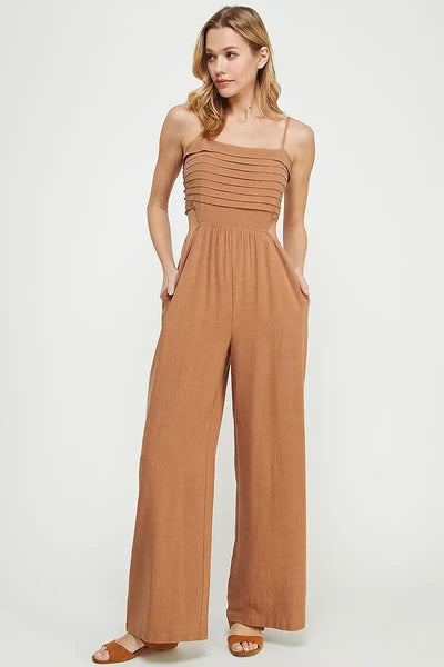 Allie Rose, Spaghetti Strap Linen Jumpsuit