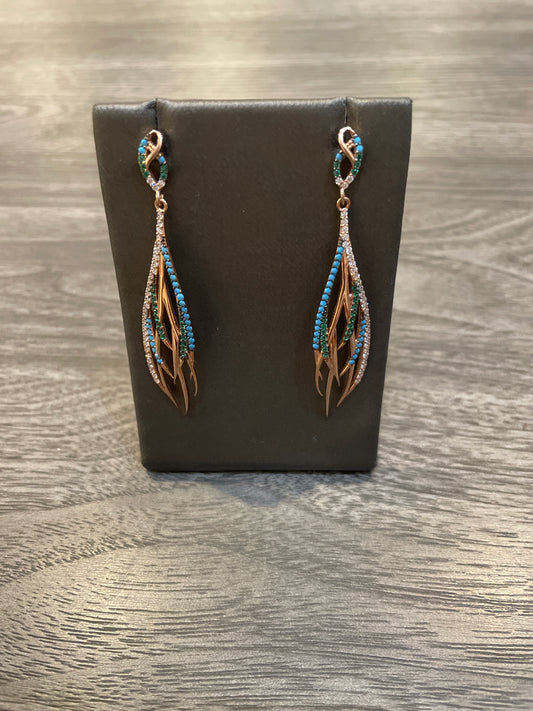 Rosegold Peacock Earrings