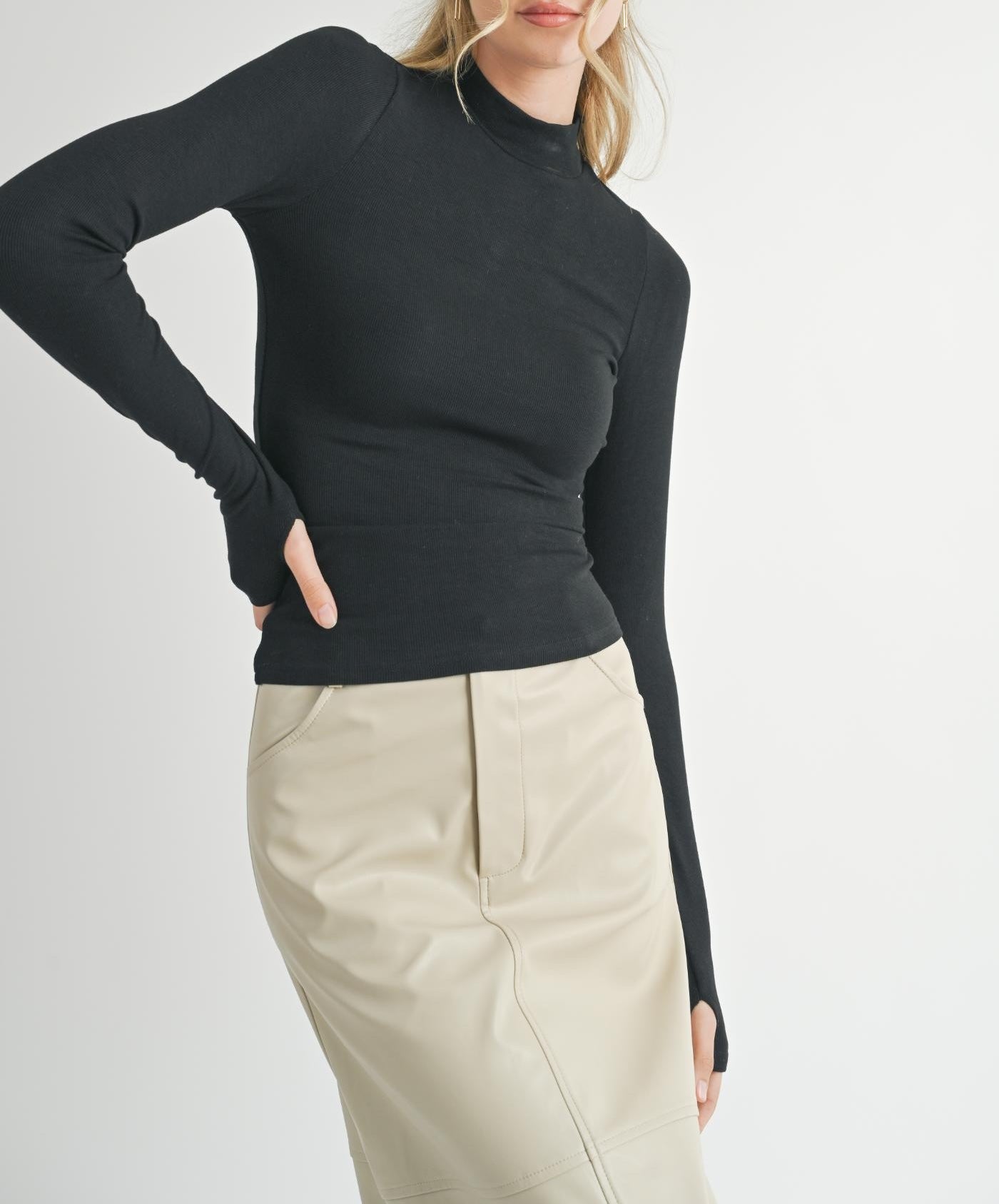 Sadie & Sage, Ronan Mock Neck Knit Top