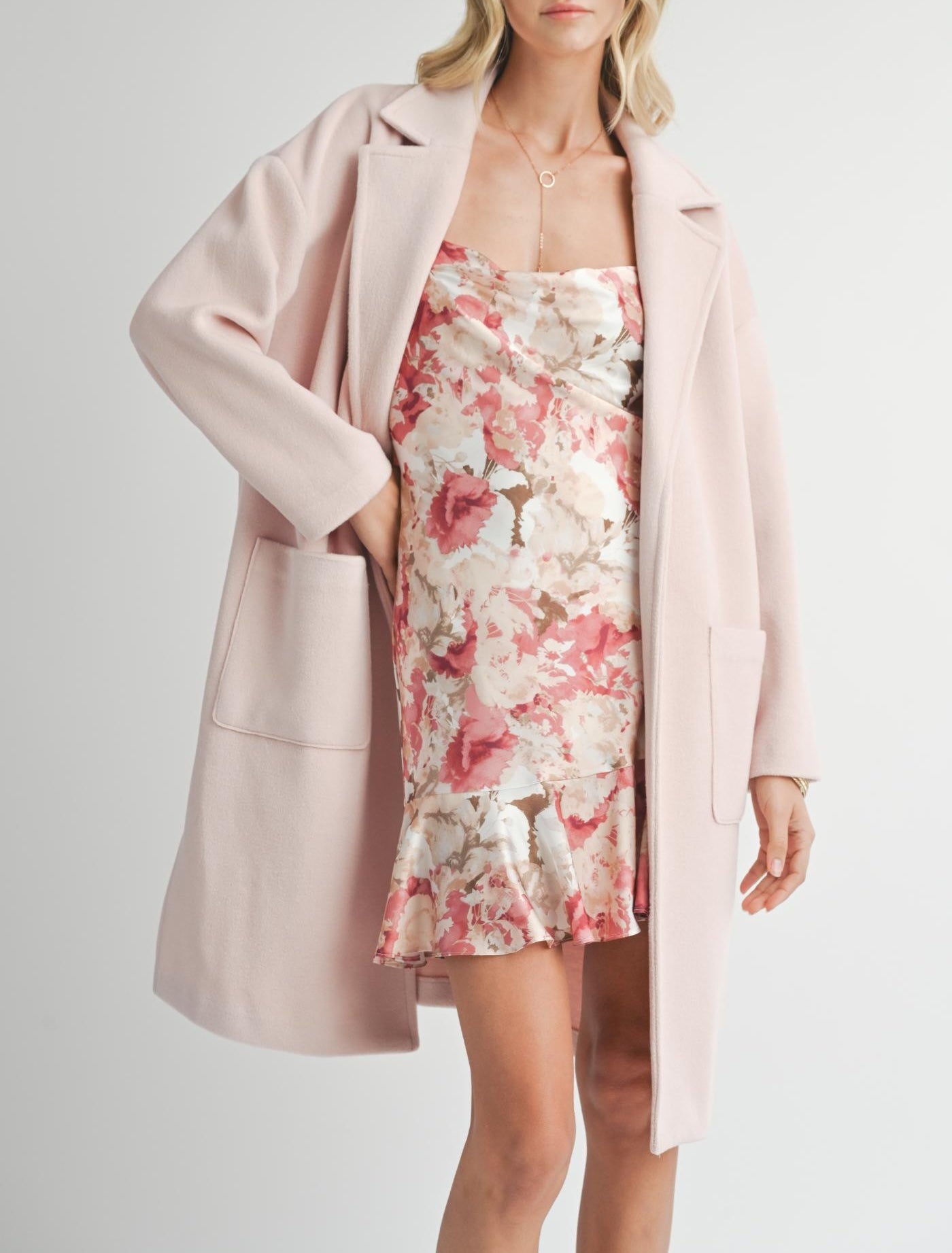 Sadie & Sage, Hayley Open Coat in Light Pink - Boutique Dandelion