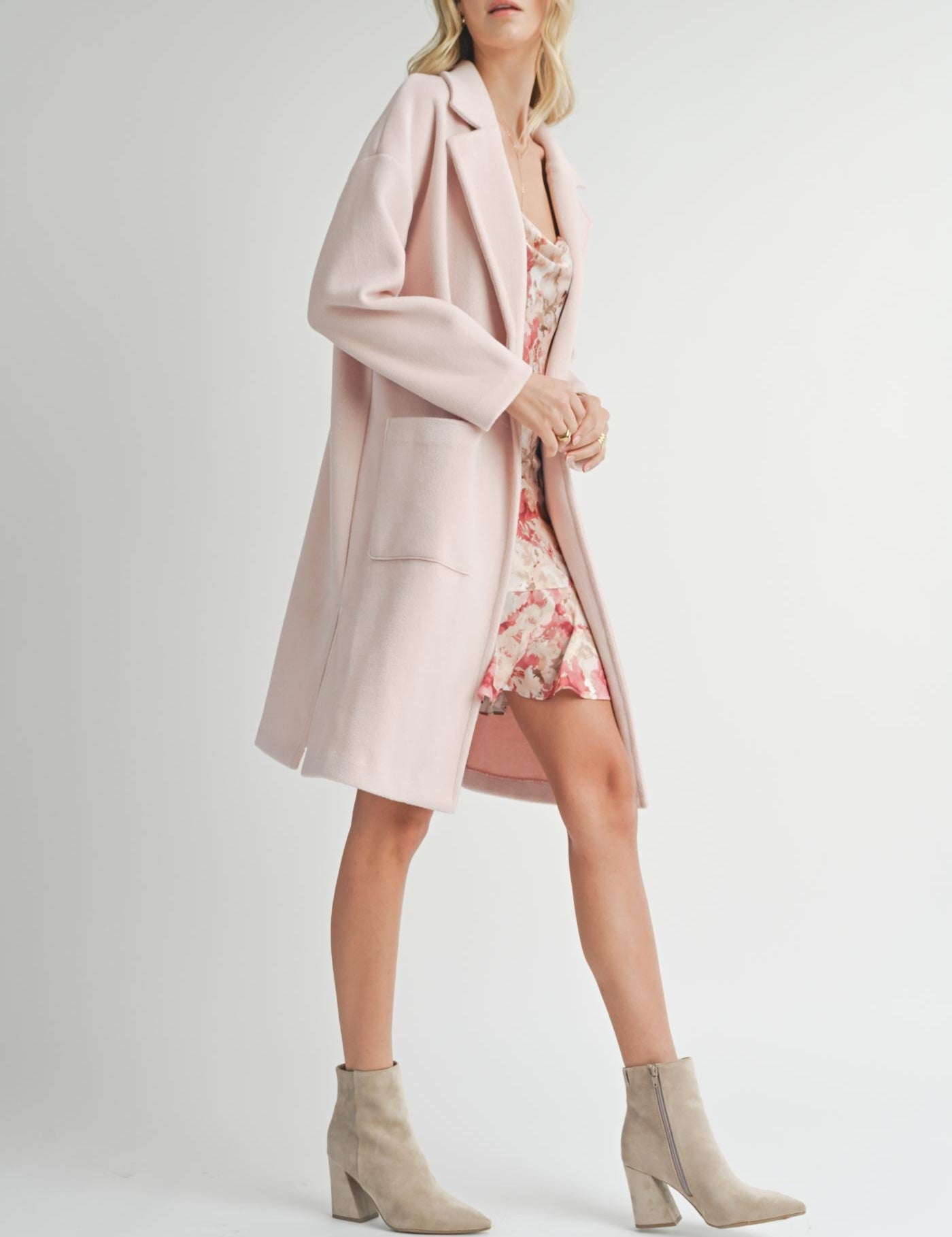 Sadie & Sage, Hayley Open Coat in Light Pink - Boutique Dandelion