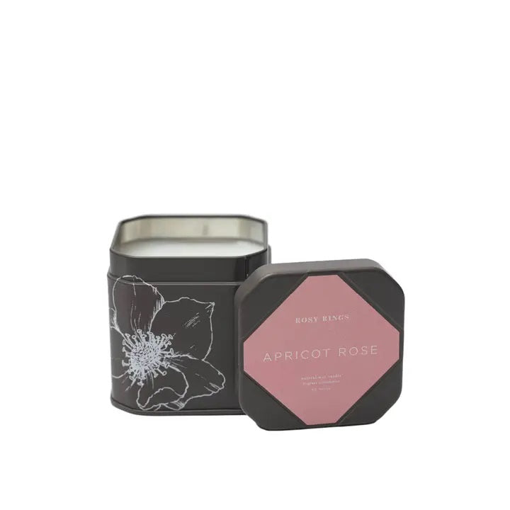 Rosy Rings, Apricot Rose Signature Tin Candle - Boutique Dandelion