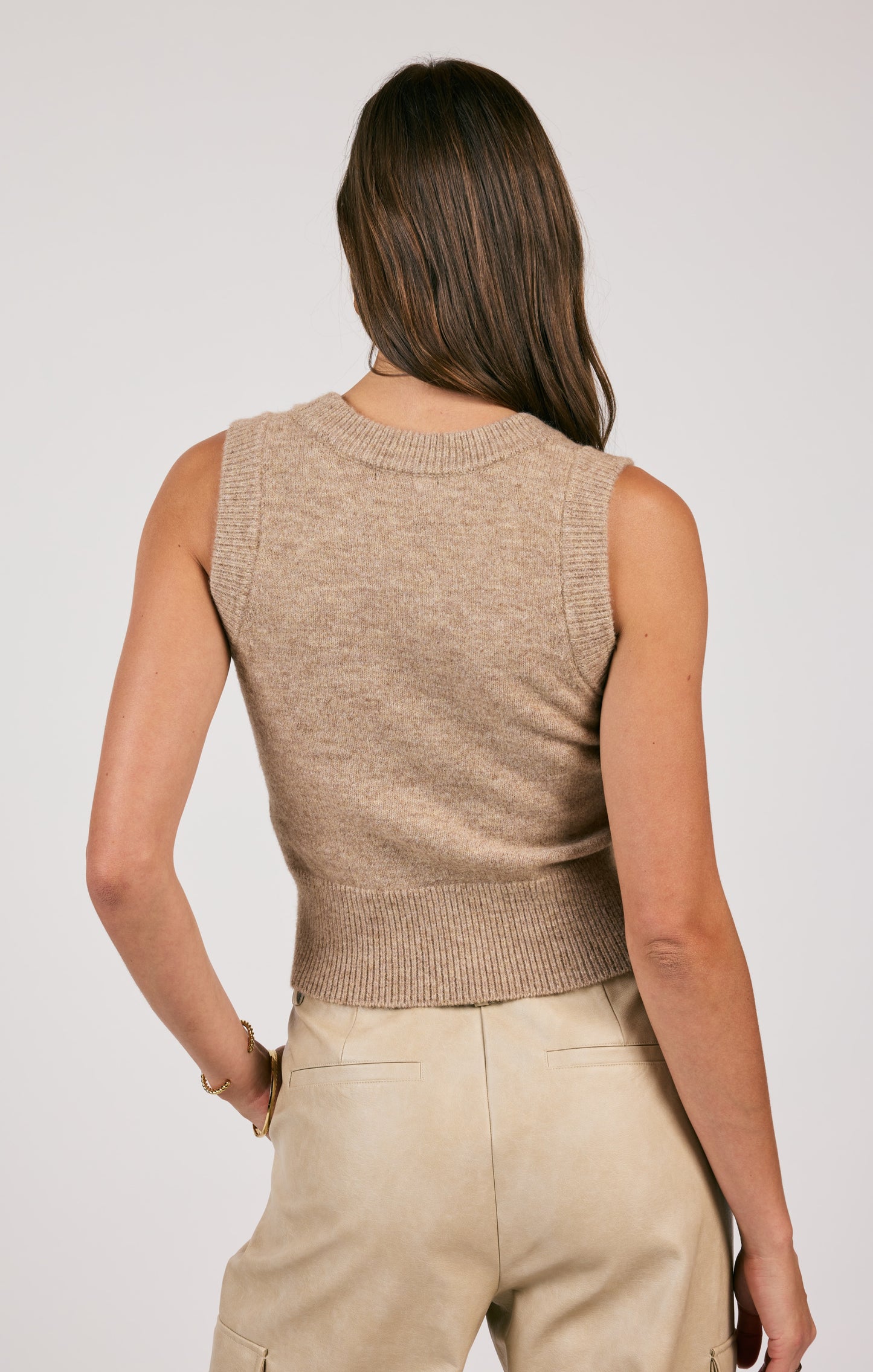 Sage The Label, Authenticity Scoop Neck Sweater Vest in Warm Taupe - Boutique Dandelion