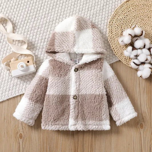 Hooded Grid Plaid Jacket For Baby Toddler