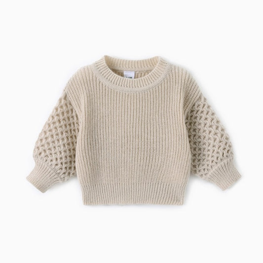 Textured Sleeves Sweater For Baby Toddler