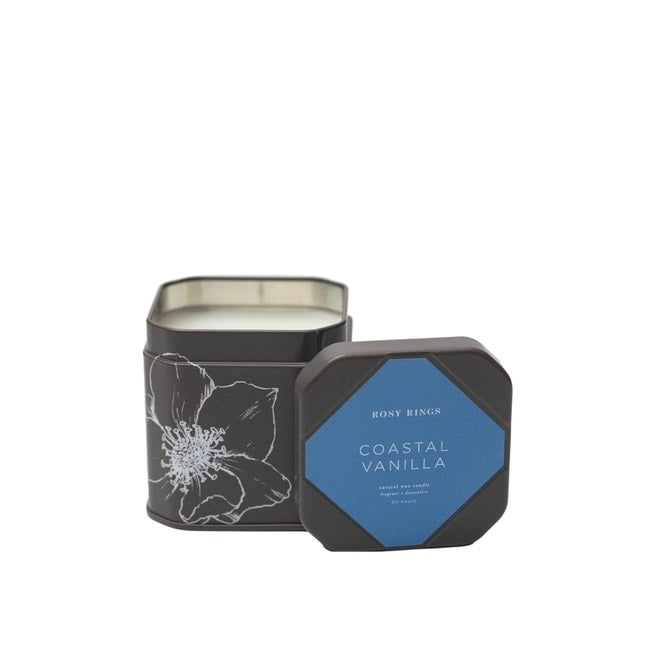 Rosy Rings, Coastal Vanilla Signature Tin Candle - Boutique Dandelion