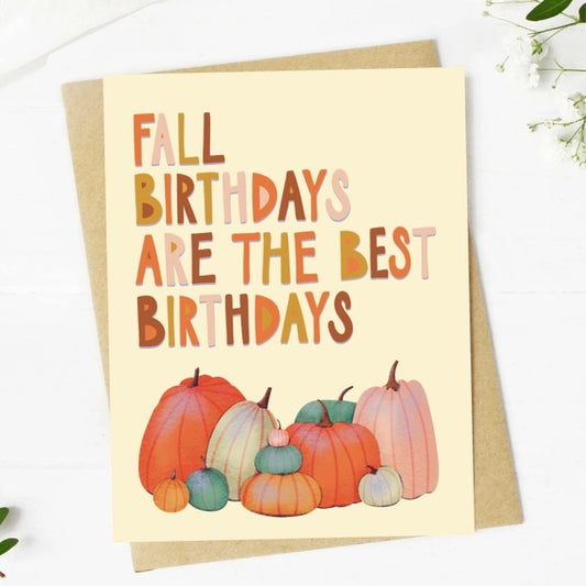 Big Moods, Fall Birthdays Are the Best Birthdays Greeting Card - Pumpkins - Blank Inside - Boutique Dandelion