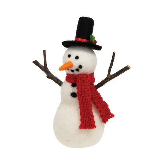 Felted Wool Classic Snowman Ornament