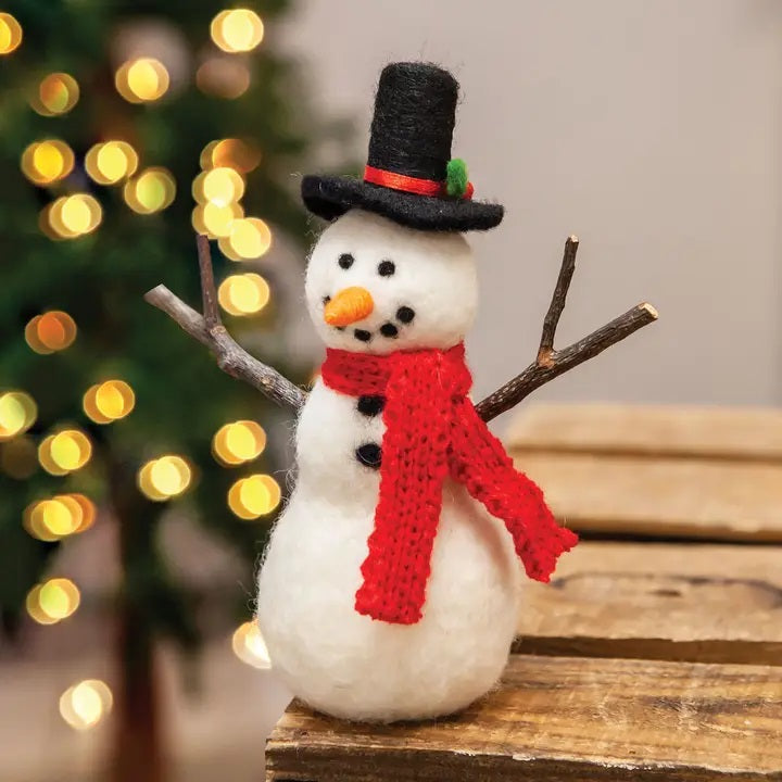 Felted Wool Classic Snowman Ornament