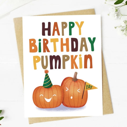 Big Moods, Happy Birthday Pumpkin Greeting Card - Halloween - Blank Inside - Boutique Dandelion