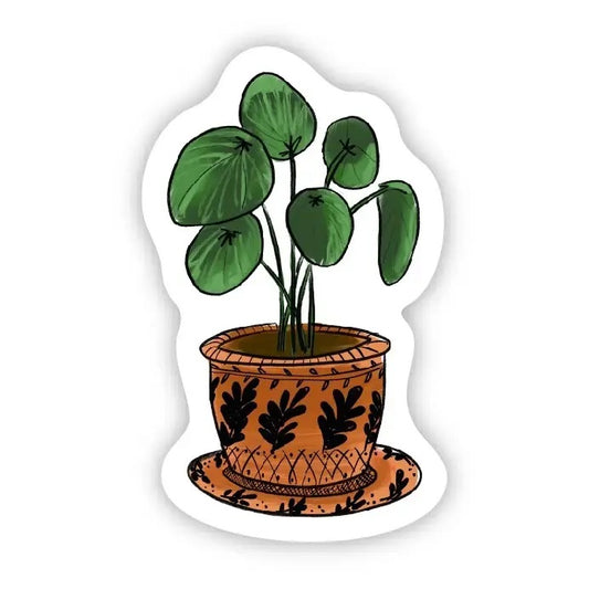 Big Moods, Pilea Houseplant in Brown Pot Vinyl Sticker