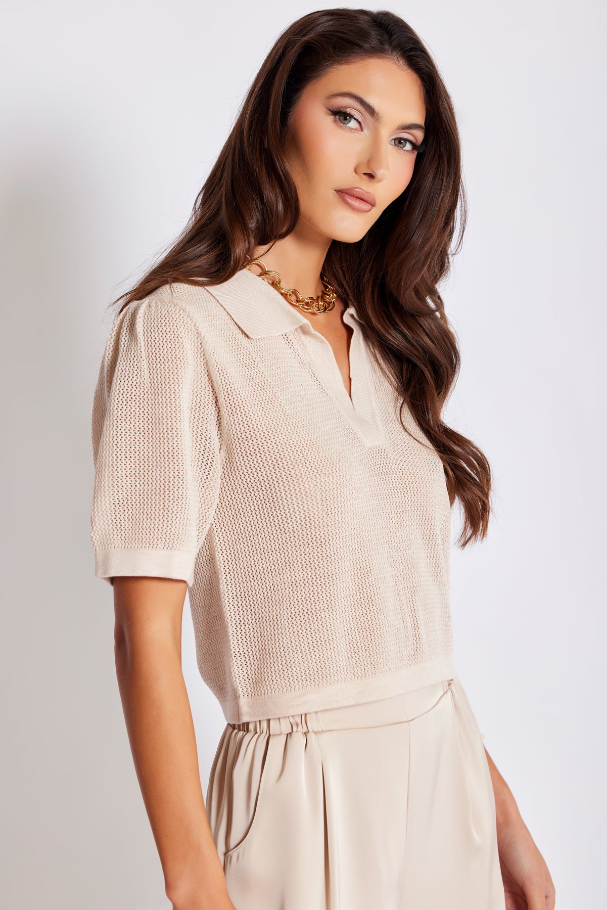 Bishop + Young, Willa Polo Top in Natural - Boutique Dandelion