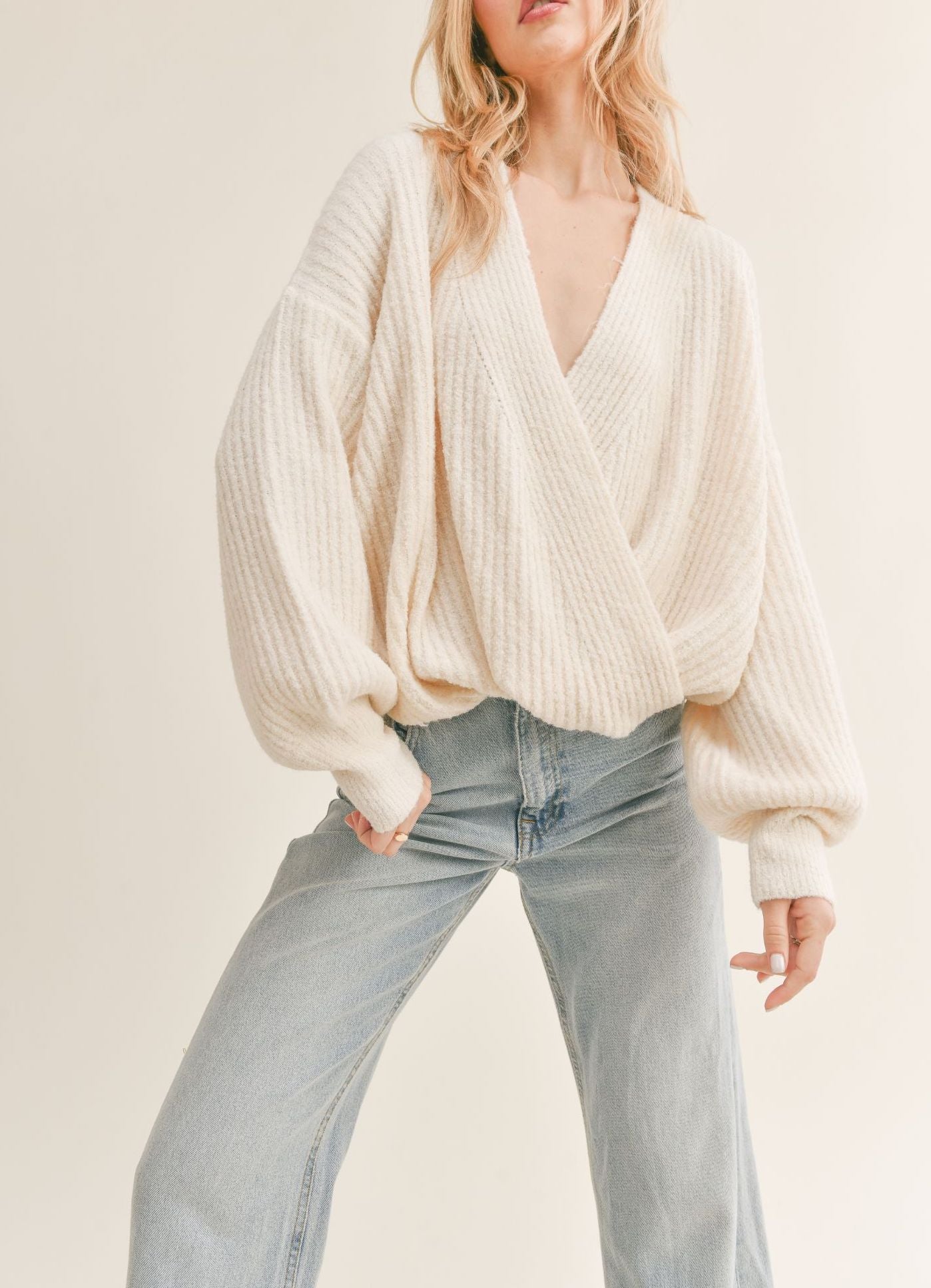 Surplice sweater on sale