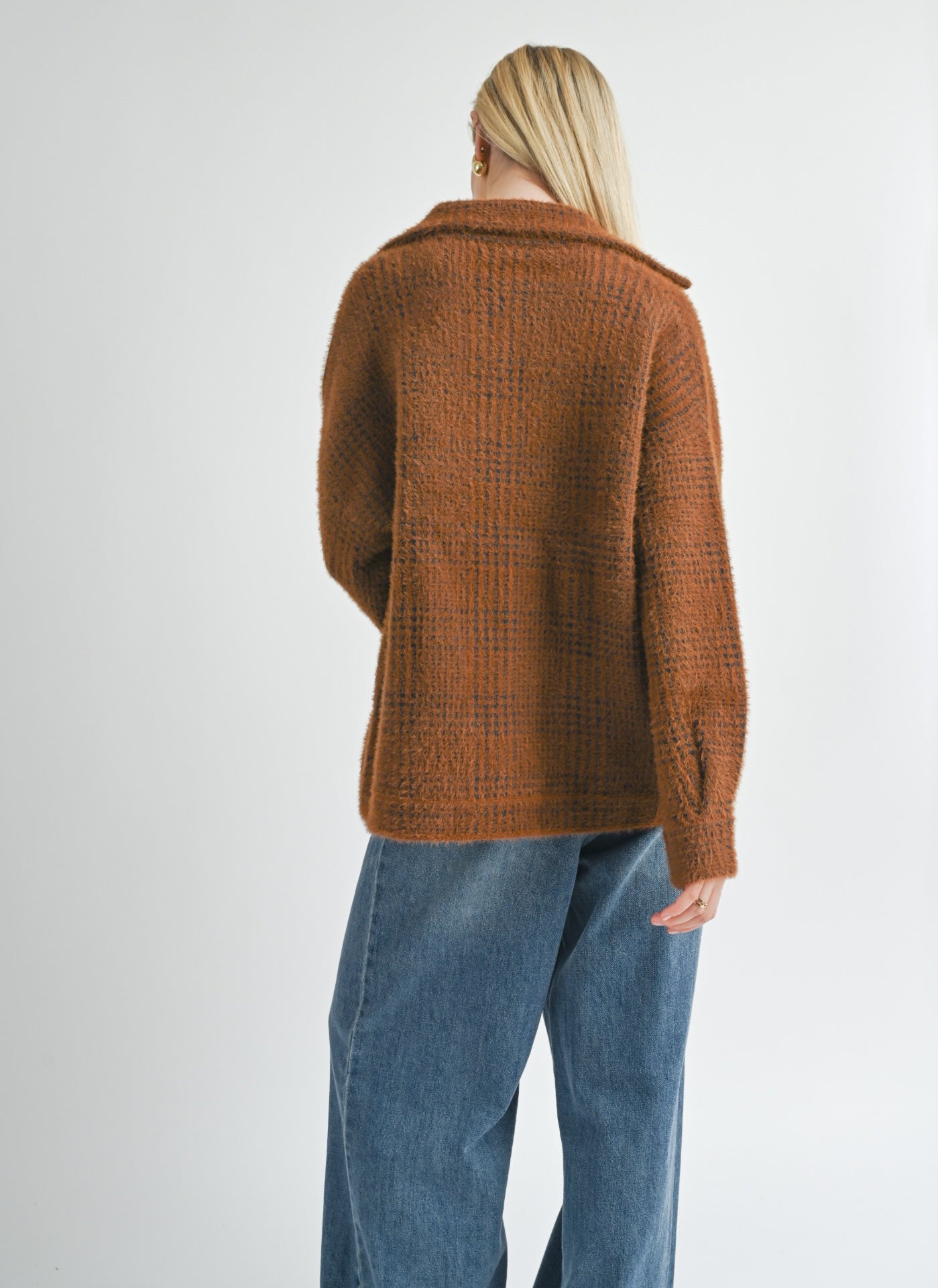 Sage The Label, Lola Plaid Sweater Jacket in Brown Black - Boutique Dandelion