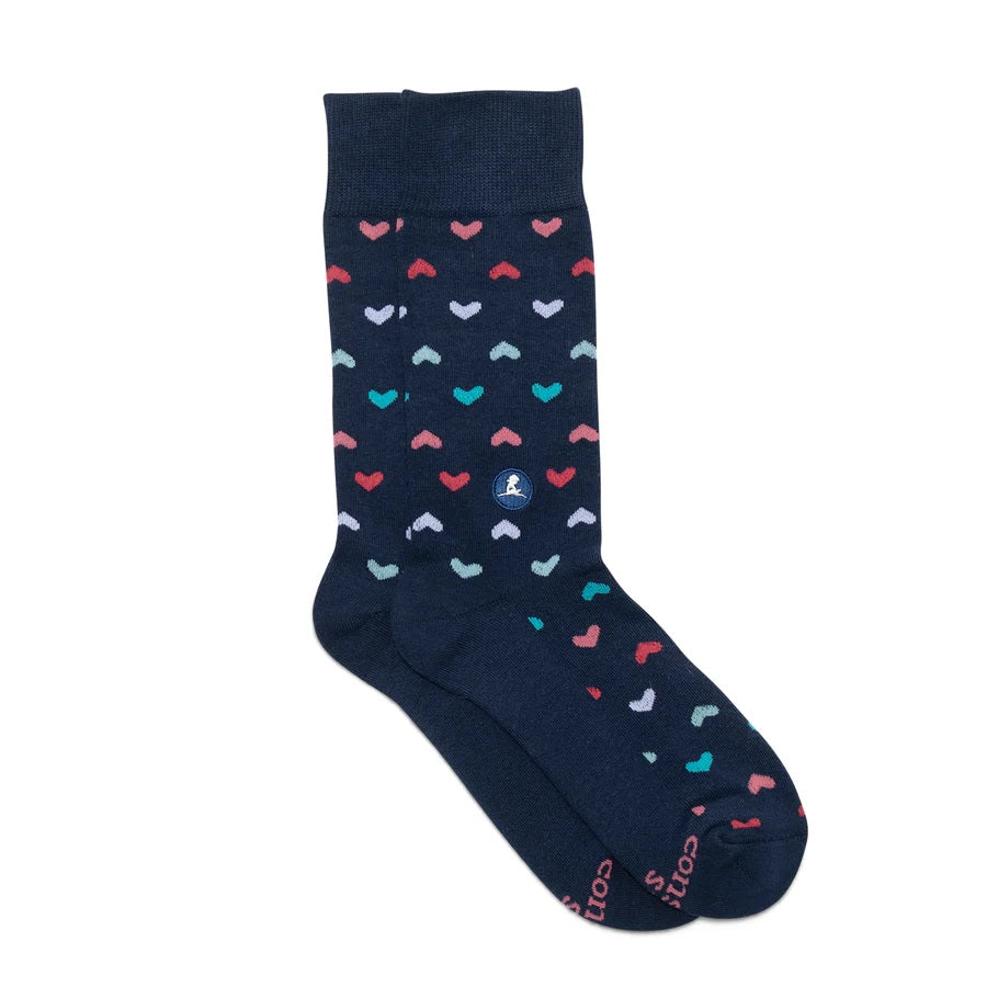 Conscious Step, Socks That Find A Cure - Navy Happy Hearts - Boutique Dandelion