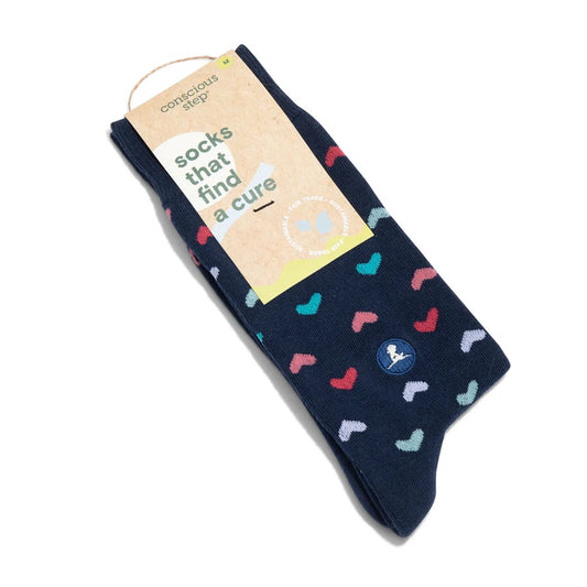 Conscious Step, Socks That Find A Cure - Navy Happy Hearts - Boutique Dandelion