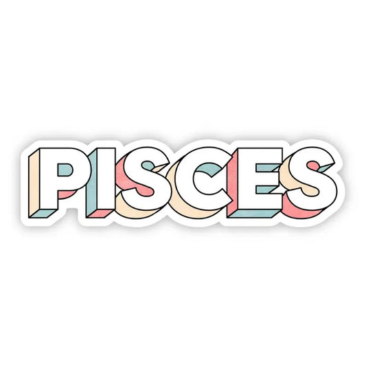 Big Moods, Pisces Lettering Zodiac Vinyl Sticker - Boutique Dandelion