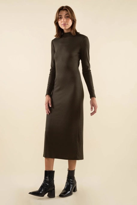 NLT, Shana Turtleneck Rib Bodycon Dress