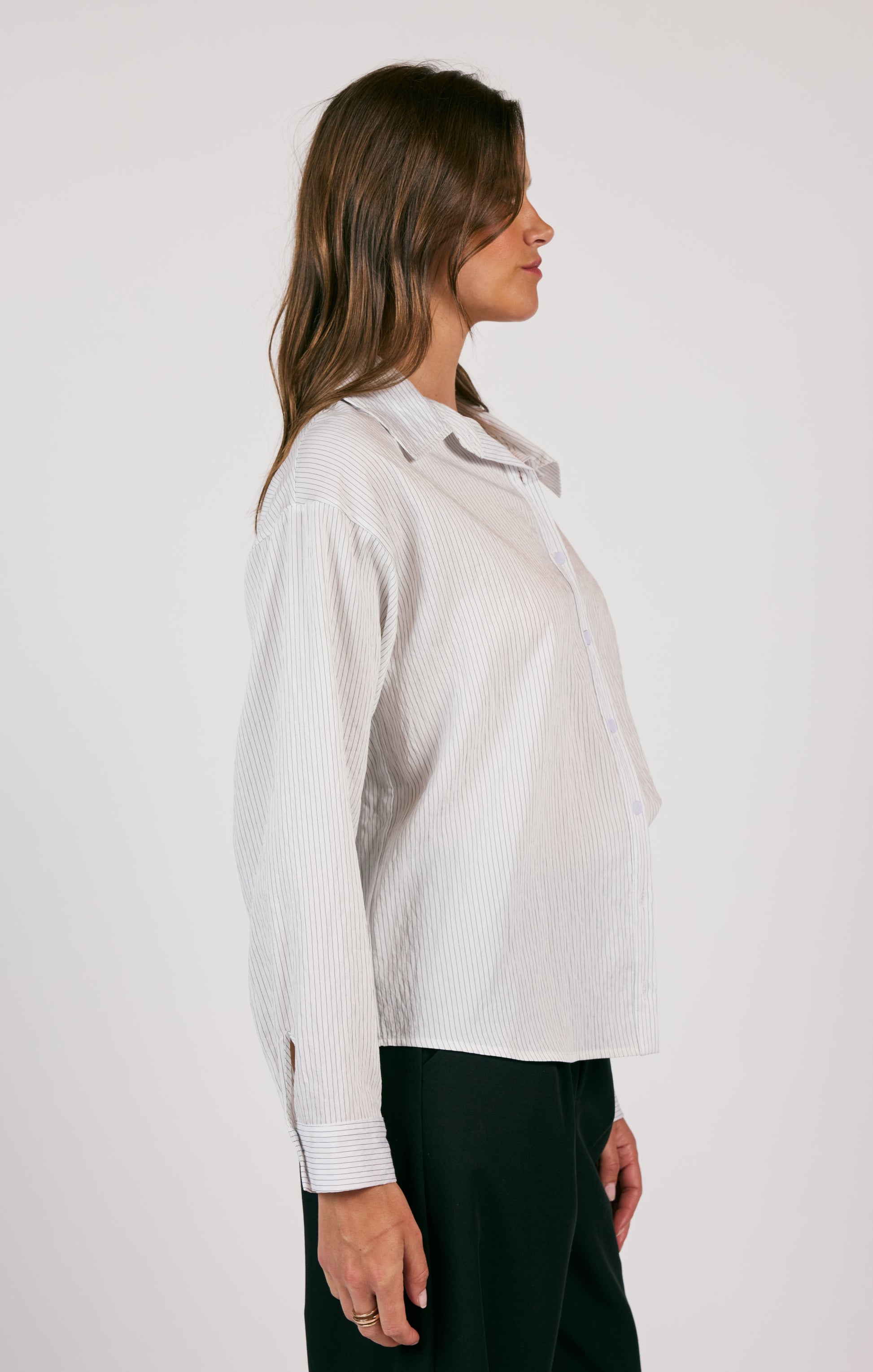 Sage The Label, Soft Soul Button Down Shirt in White Black - Boutique Dandelion