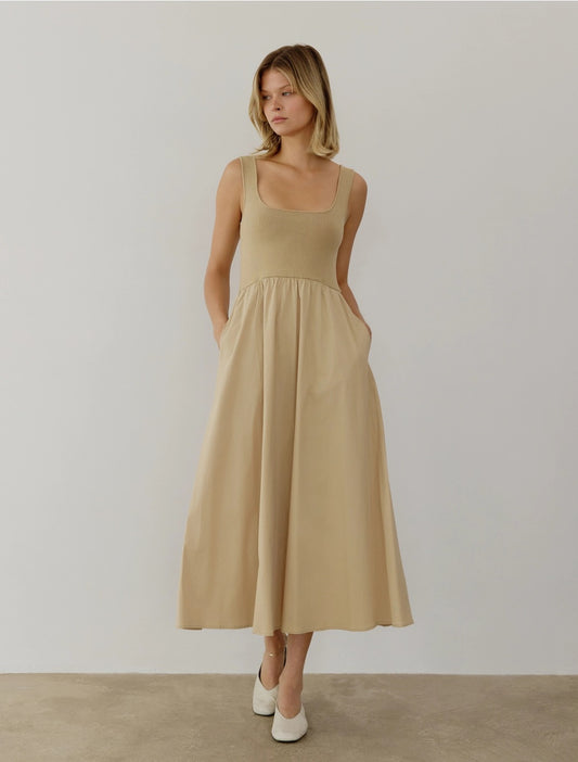 All : Row, The Lucinda Maxi Midi Dress in Khaki - Boutique Dandelion