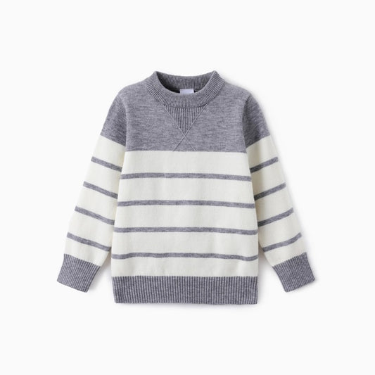 Striped Round Neck Sweater For Toddler Boy