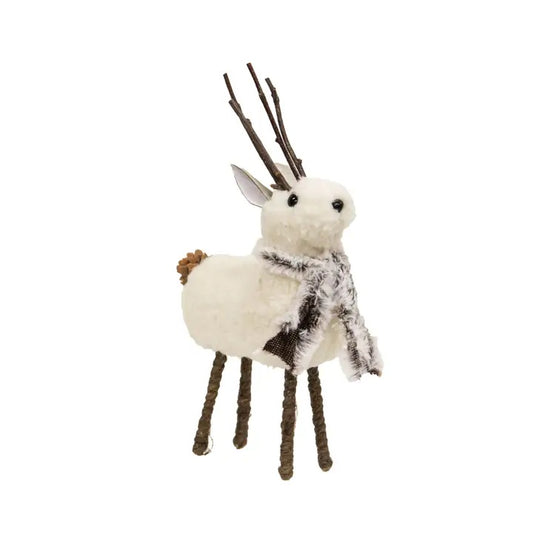 White Fuzzy Woodland Reindeer Sitter