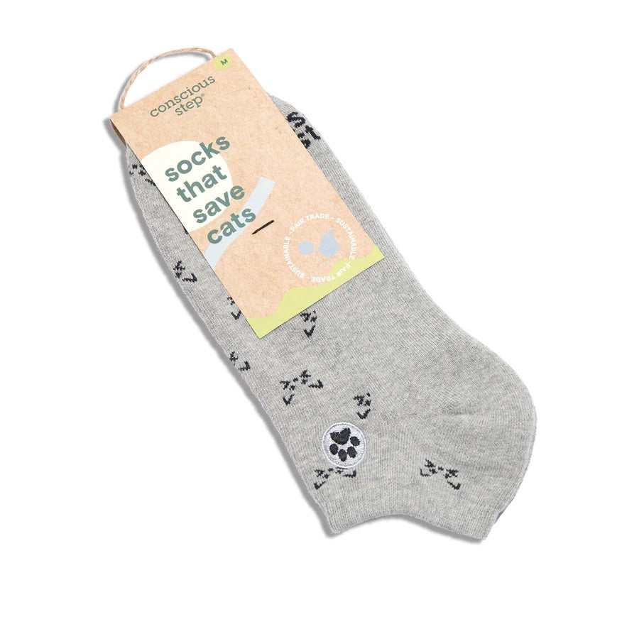 Conscious Step, Ankle Socks that Save Cats - Grey Clever Kittens - Boutique Dandelion