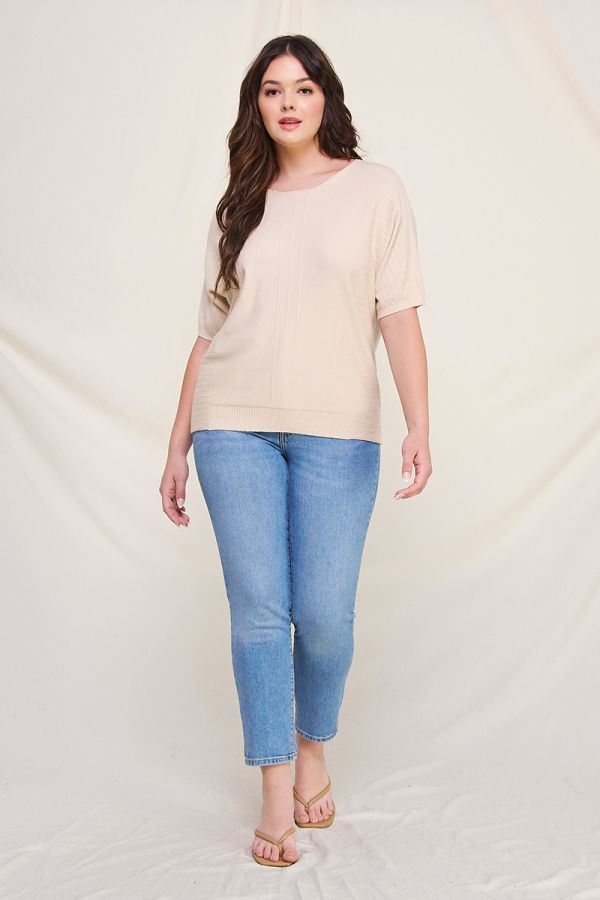 Allie Rose, Short Sleeve Dolman Sweater Top