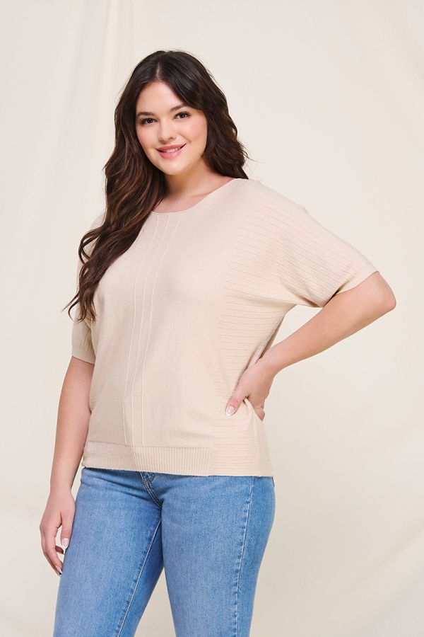 Allie Rose, Short Sleeve Dolman Sweater Top