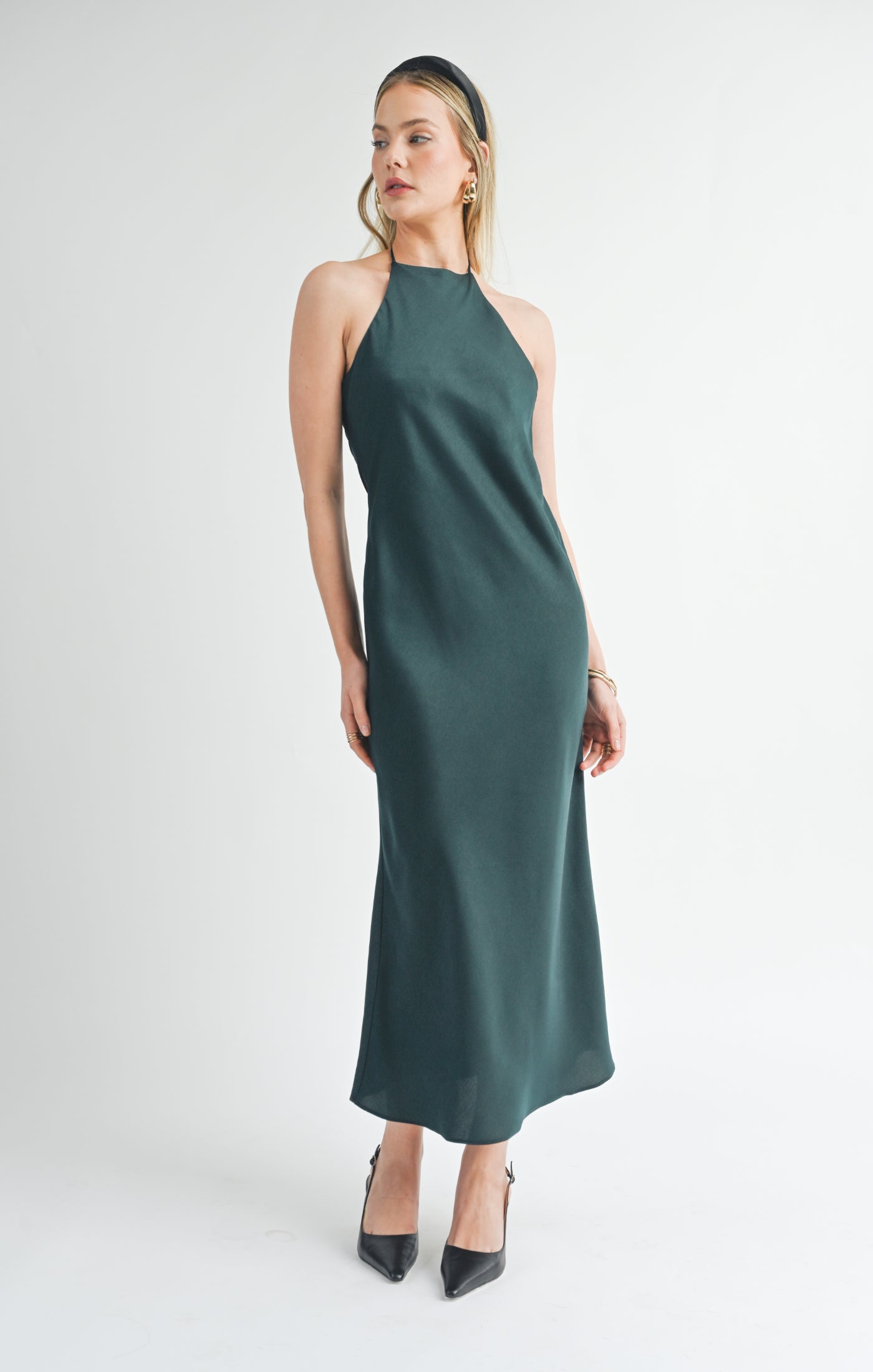 Sage The Label, Jess Halter Maxi Dress in Hunter Green - Boutique Dandelion