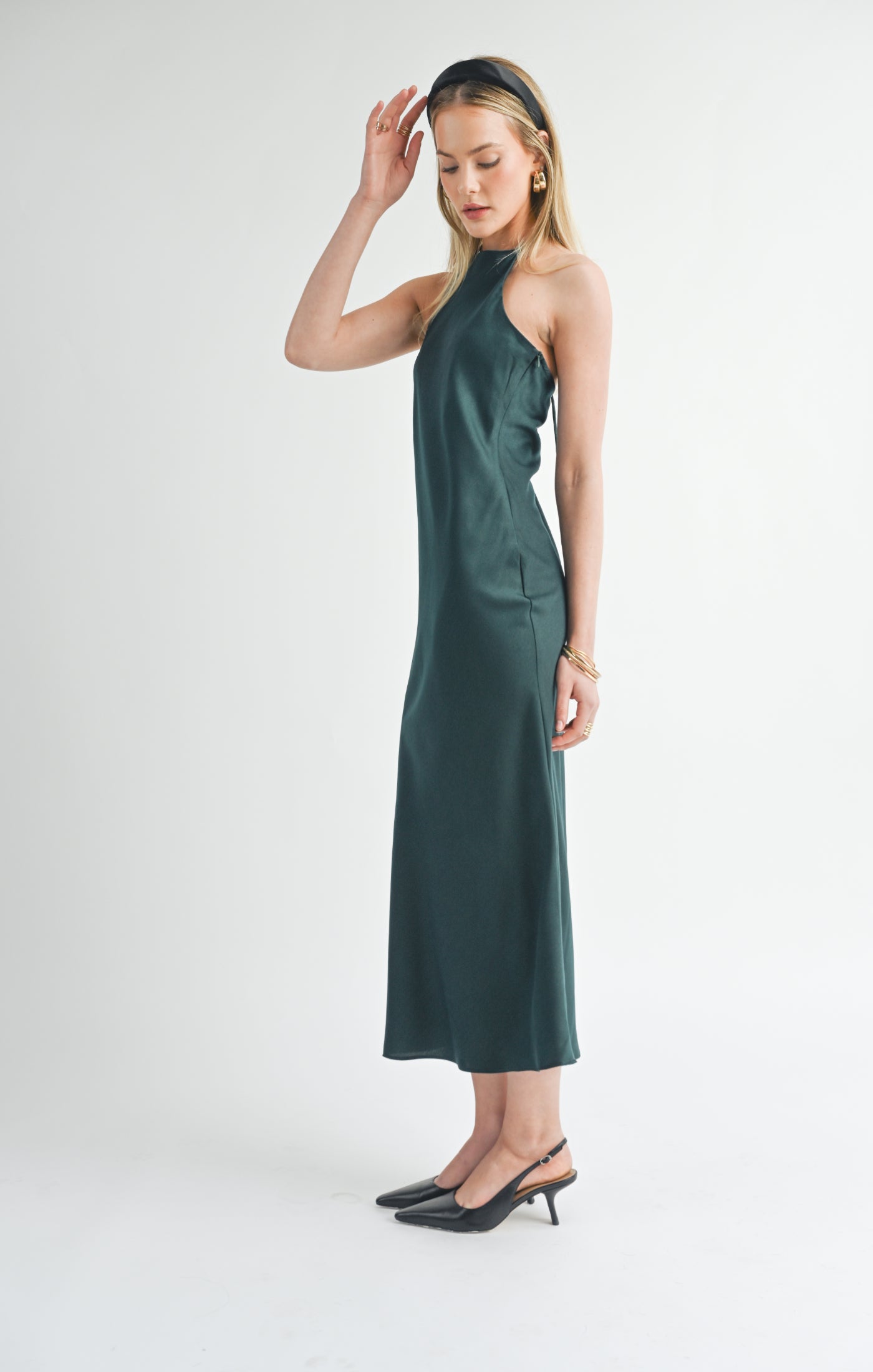 Sage The Label, Jess Halter Maxi Dress in Hunter Green - Boutique Dandelion