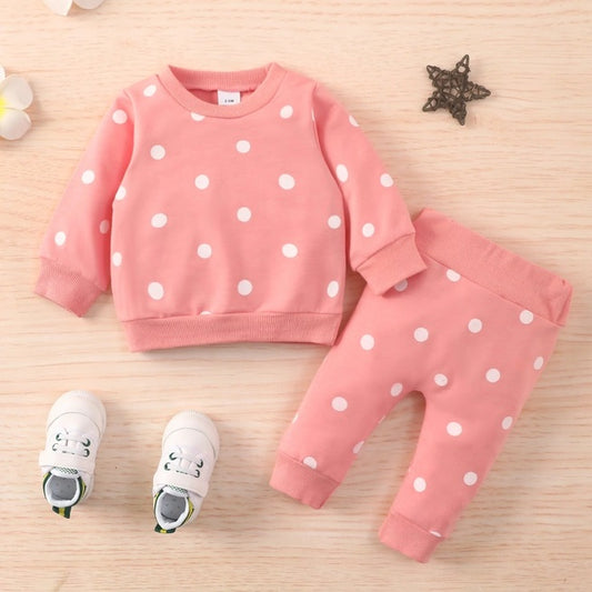 Baby Polka Dot Sweatshirt Pant Set