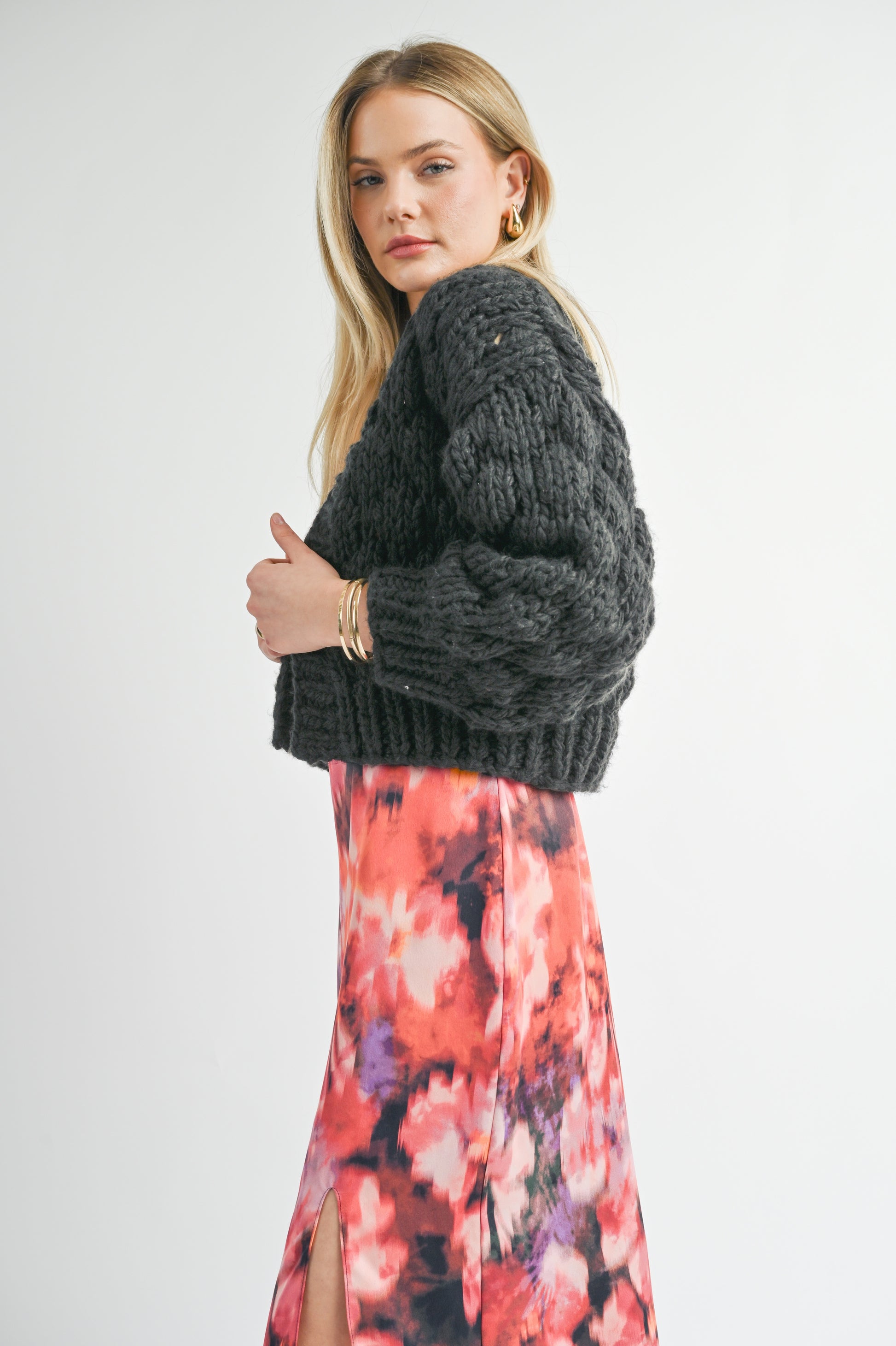 Sage The Label, This And That Chunky Cardi in Charcoal - Boutique Dandelion