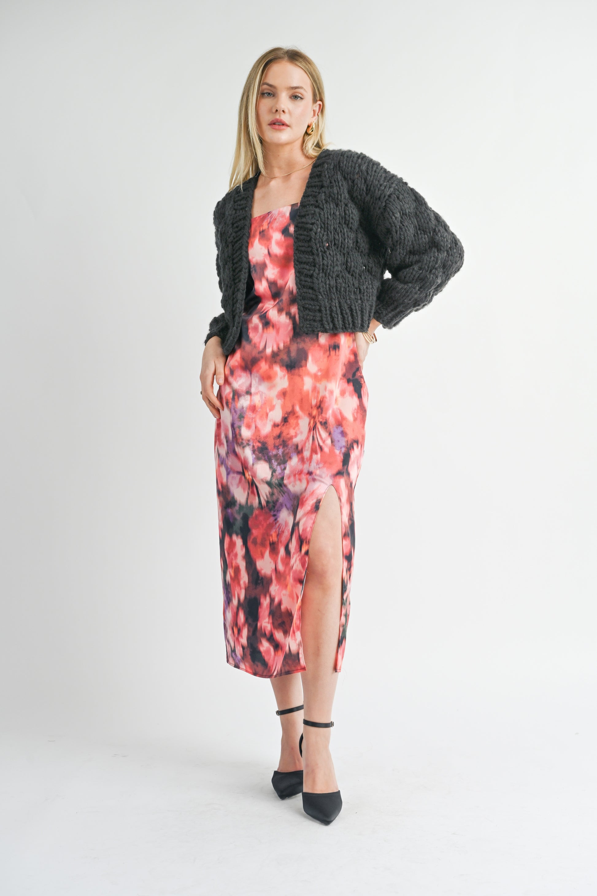 Sage The Label, This And That Chunky Cardi in Charcoal - Boutique Dandelion