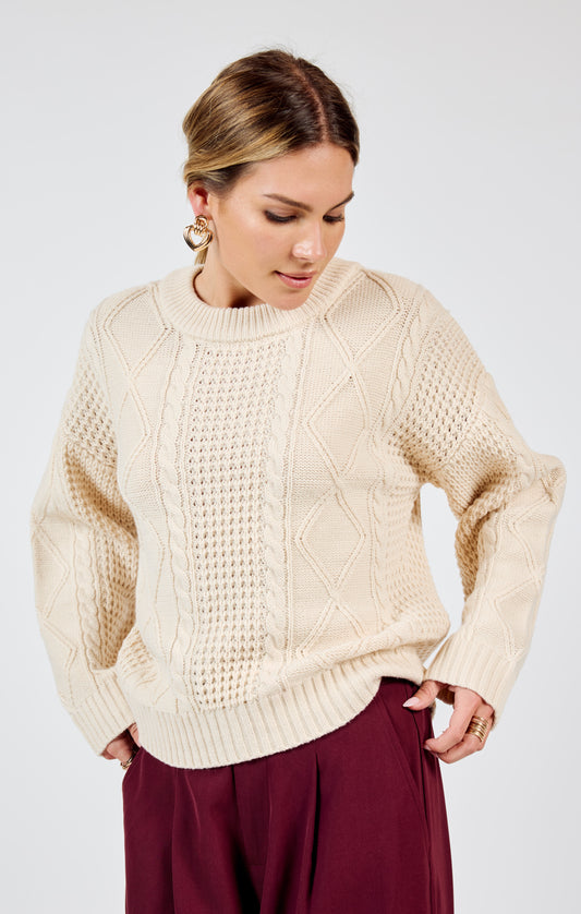 Sadie & Sage, Teri Cable Crewneck Sweater