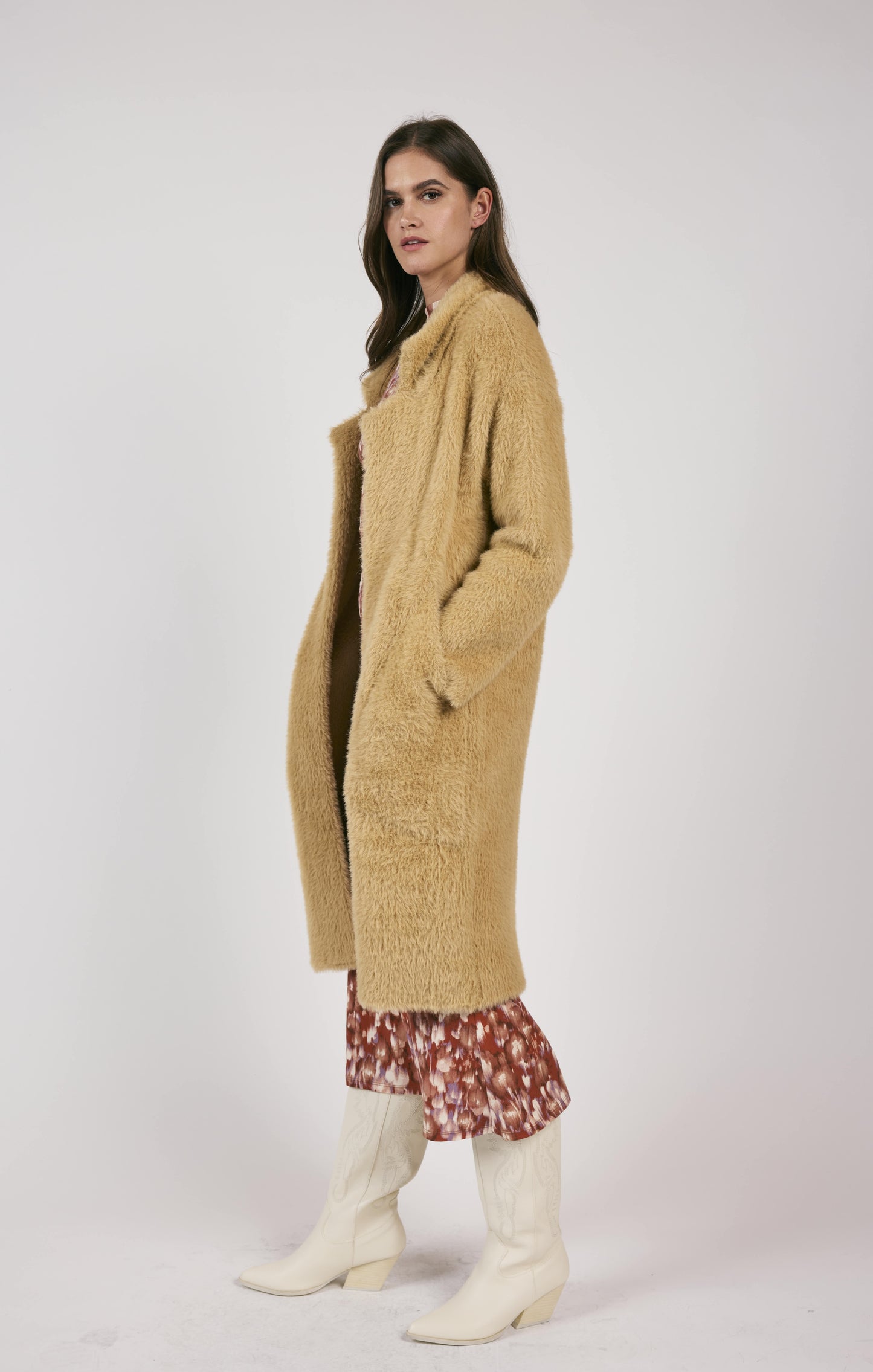 Sage The Label, Exile Faux Fur Open Front Coat