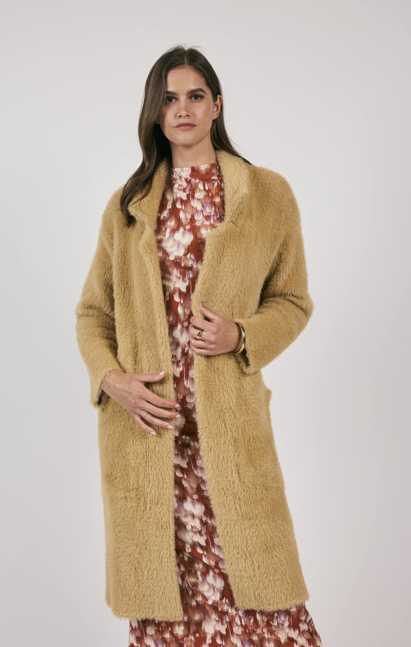 Sage The Label, Exile Faux Fur Open Front Coat