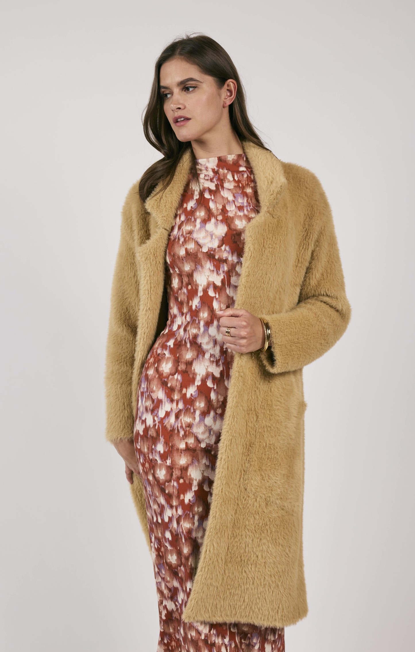 Sage The Label, Exile Faux Fur Open Front Coat