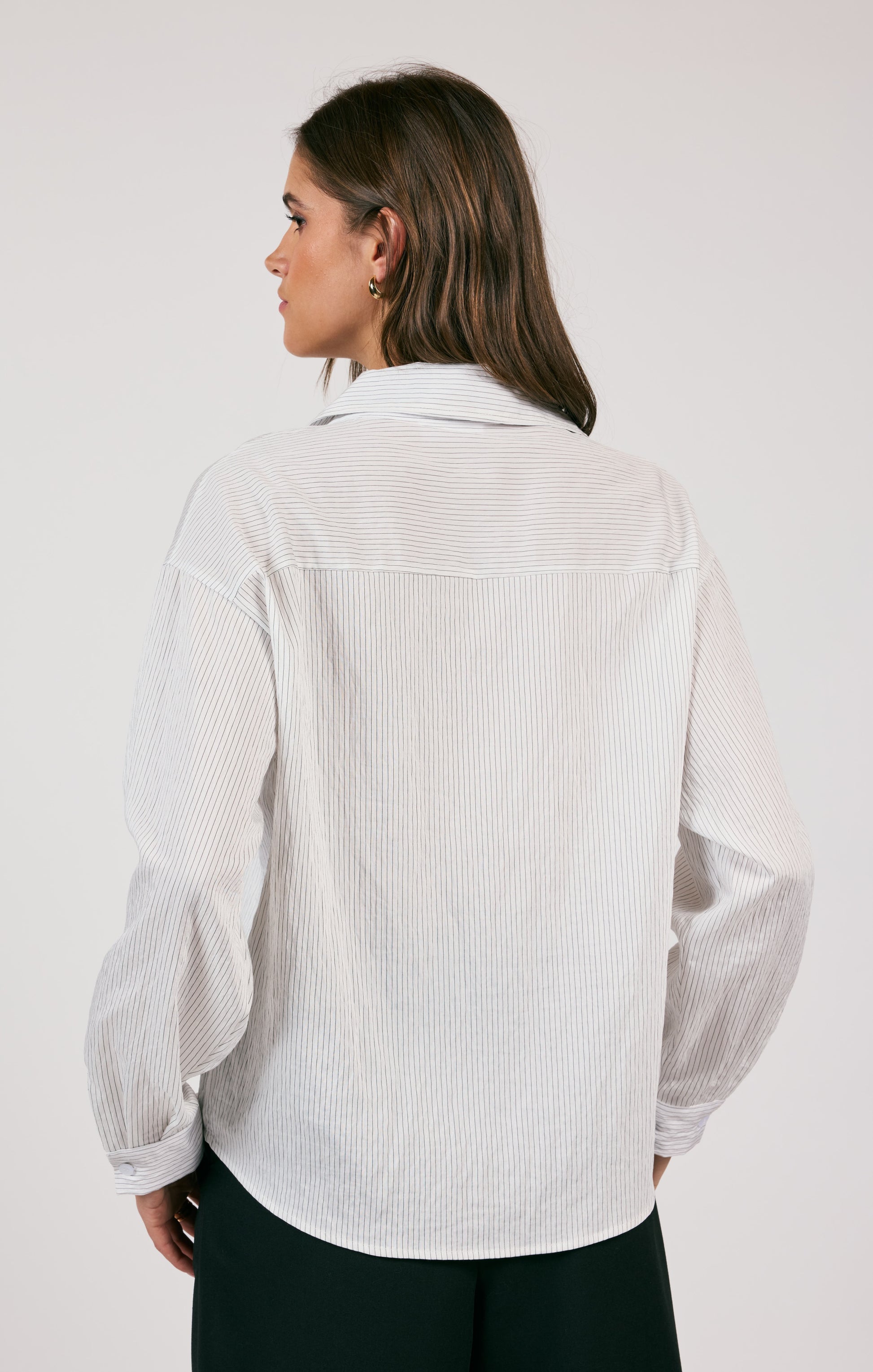 Sage The Label, Soft Soul Button Down Shirt in White Black - Boutique Dandelion